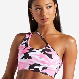 NWT Pink camo halter top/sports bra from Justfab. Size XL